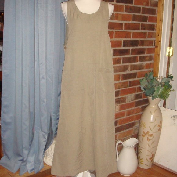Vintage David N. Khaki Overall Dress M - Picture 1 of 8